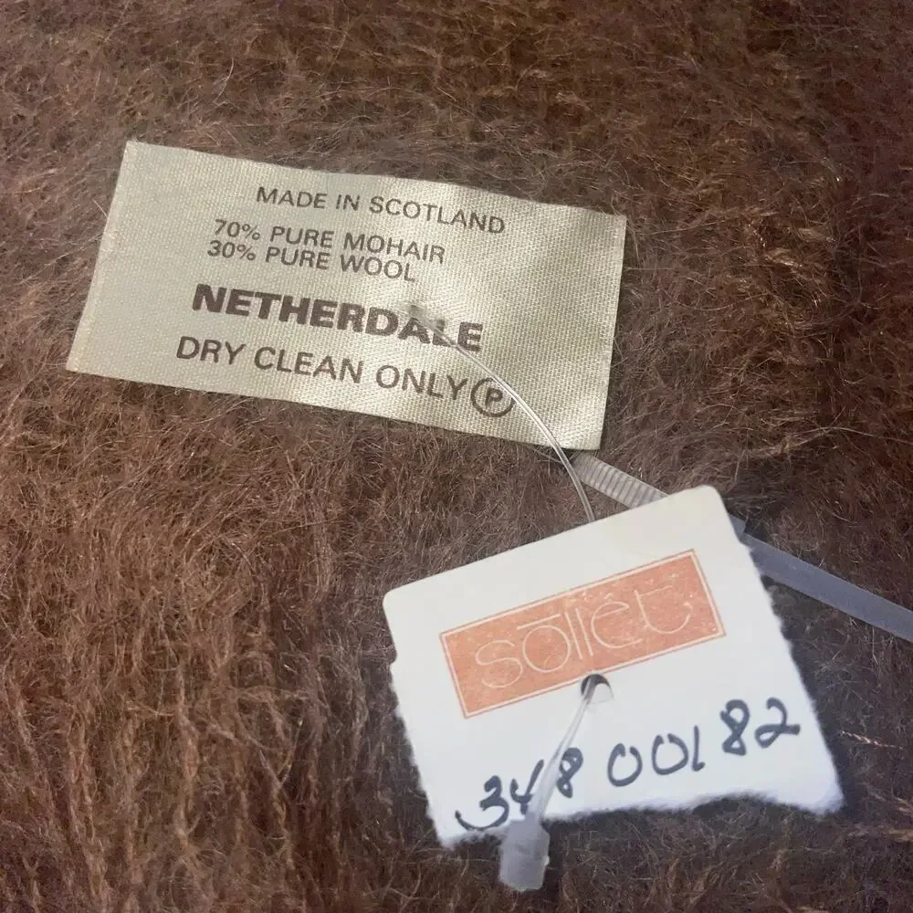 Netherdale Mohair Wool Scarf Fringe Trim Made in Scotland Oblong Nwt 68X9